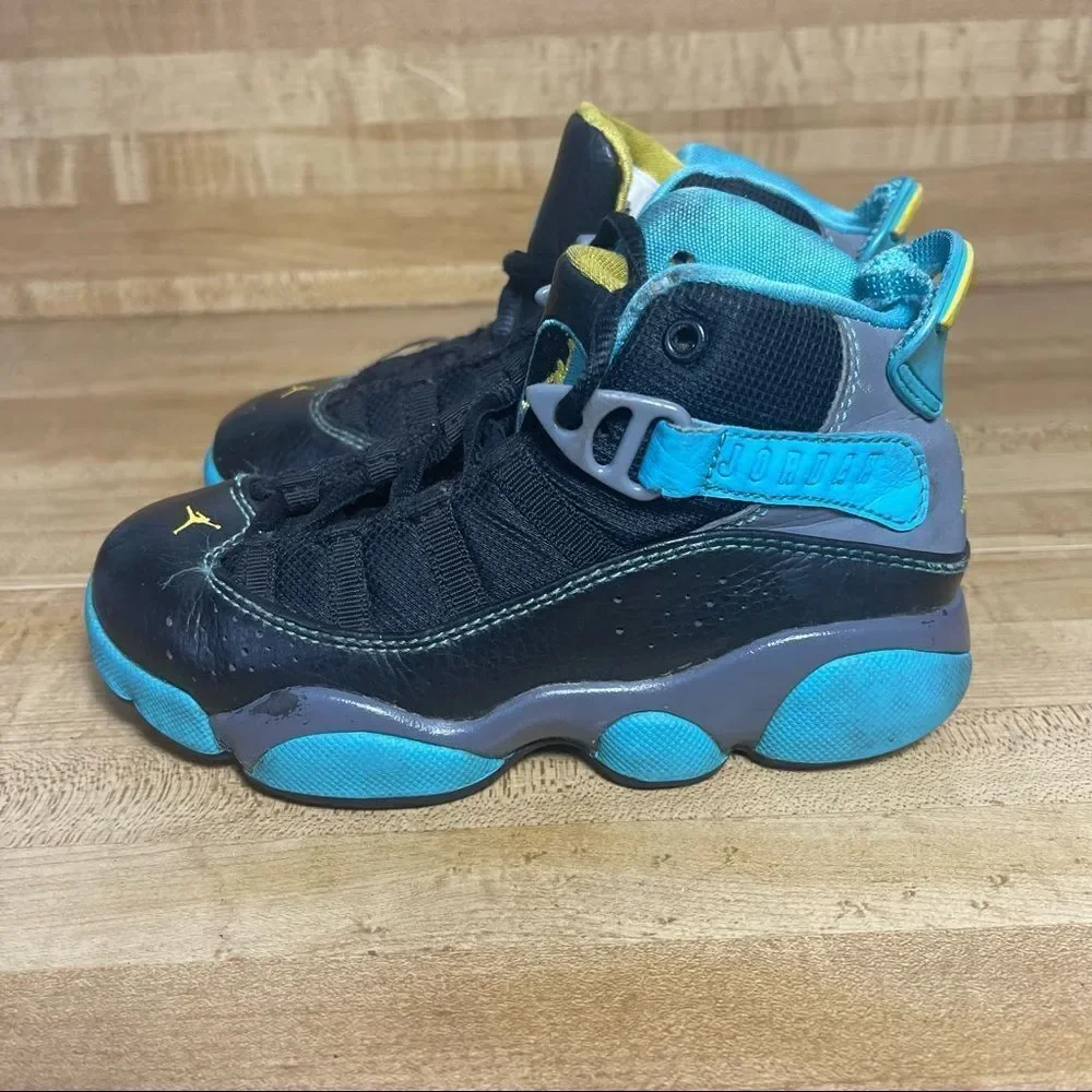 Nike Air Jordan 6 Rings Youth Size 11C Black/Gamma Blue Sneakers (323432-089)